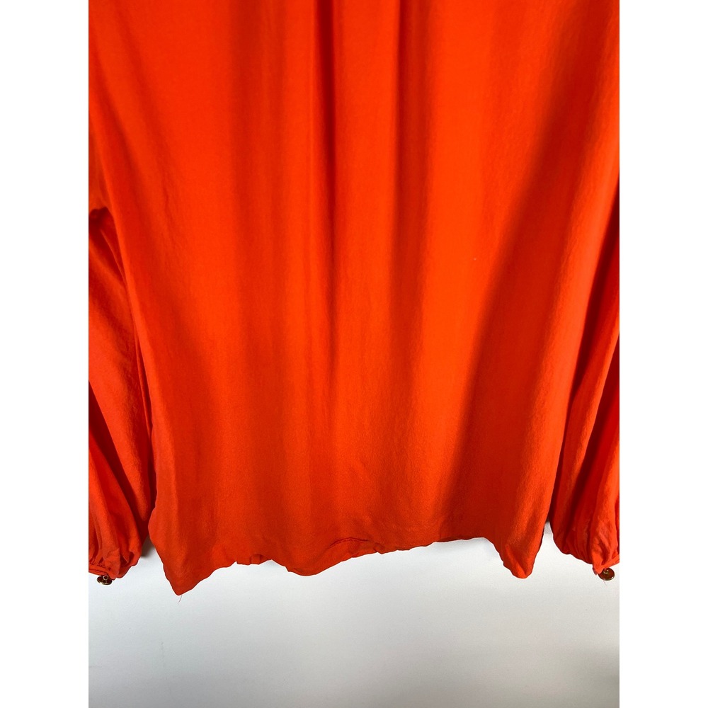 Tory Burch Orange 100% Silk Long Sleeve Blouse Top Style 11111168 Womens Size 2 - Picture 10 of 12